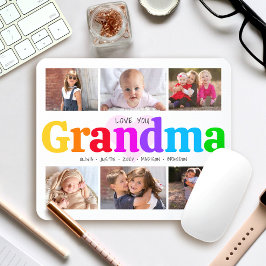 6 Foto Collage Love You Grandma Colorful Modern Muismat