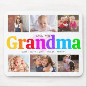 6 Foto Collage Love You Grandma Colorful Modern Muismat (Voorkant)