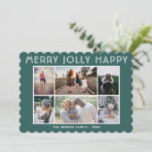 6 Foto Collage Merry Jolly Happy Kerstmis Feestdagenkaart (Staand voorkant)