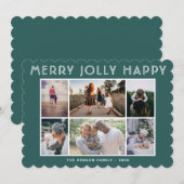 6 Foto Collage Merry Jolly Happy Kerstmis Feestdagenkaart (Voorkant / Achterkant)