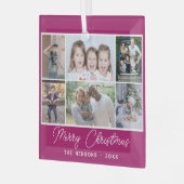 6 Foto Collage Merry-kerstfamilie Glas Ornament (Voorkant links)