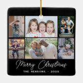 6 Foto Collage Merry-kerstfamilie Keramisch Ornament (Achterkant)