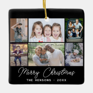 6 Foto Collage Merry-kerstfamilie Keramisch Ornament