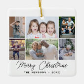 6 Foto Collage Merry-kerstfamilie Keramisch Ornament (Voorkant)