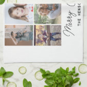 6 Foto Collage Merry-kerstfamilie Theedoek (Gevouwen)