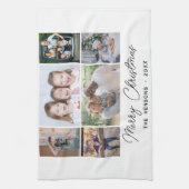 6 Foto Collage Merry-kerstfamilie Theedoek (Verticaal)