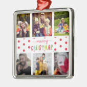 6 Foto Collage Merry kerstkleurig Metalen Ornament (Links)
