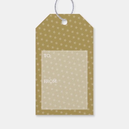 6 Foto Collage Merry Kerstscript Gold Stars Cadeaulabel (Achterkant)