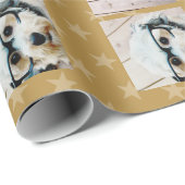 6 Foto Collage Merry Kerstscript Gold Stars Cadeaupapier (Rol Hoek)