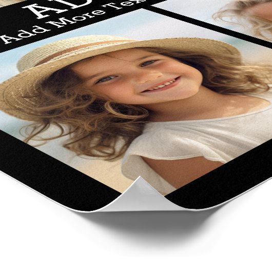 6 Foto collage met 2 regels voor eenvoudige tekst Poster (Hoek)