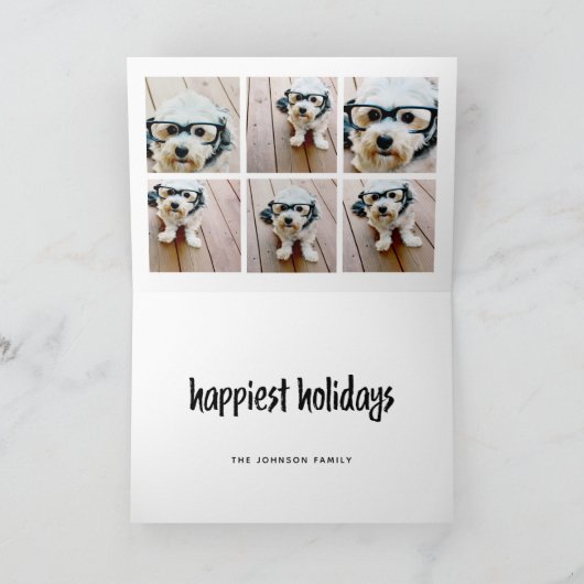 6 Foto collage met beste jaar ooit zwart wit Feestdagen Kaart (Binnen)