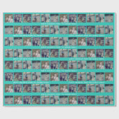 6 Foto collage met Happy Holiday-tekst Aqua Blauwg Cadeaupapier (Vlak)