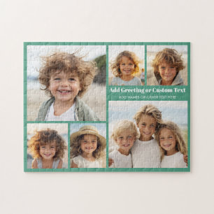 6 foto collage met tekst -- modern, minimaal groen legpuzzel