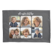 6 foto collage met trendy bounce script - grijs kussensloop (Voorkant)