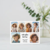 6 foto collage met trendy bounce script - wit briefkaart (Staand voorkant)
