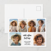 6 foto collage met trendy bounce script - wit briefkaart (Voorkant / Achterkant)
