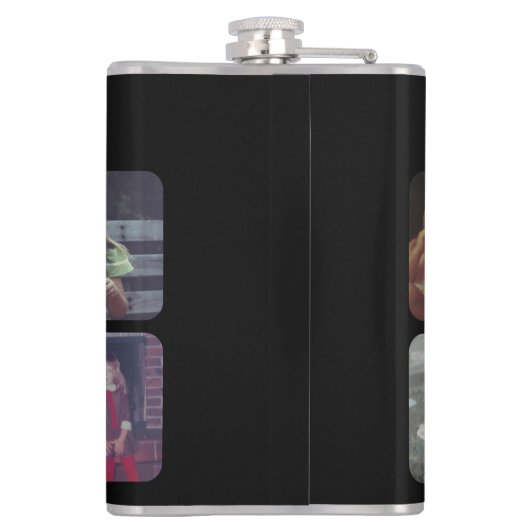 6 Foto Collage met trendy bounce script - zwart Heupfles (Achterkant)