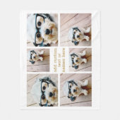 6 Foto Collage Minimalist - goud en wit Fleece Deken (Voorkant)