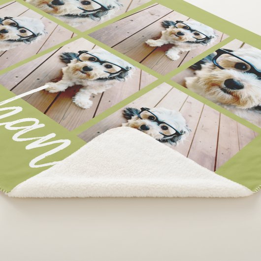 6 Foto Collage minimalist Handgeschreven naam groe Sherpa Deken (3/4)