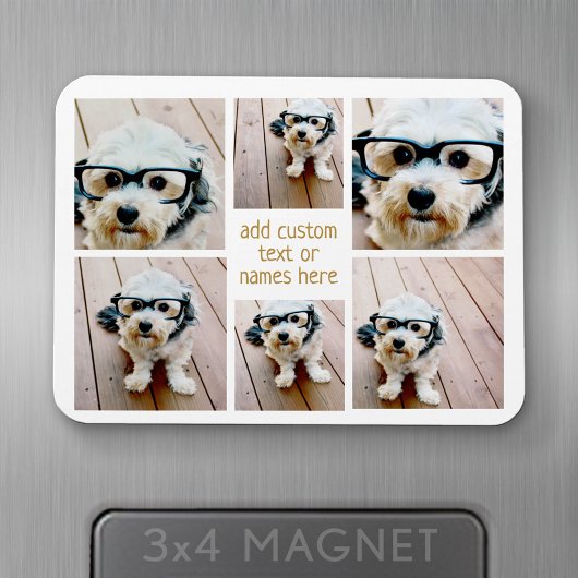 6 Foto Collage Minimalistisch - Goud en Wit Magneet