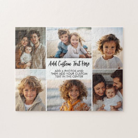 6 Foto Collage - Modern Minimaal Raster met Script Legpuzzel (Horizontaal)