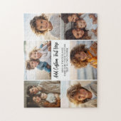 6 Foto Collage - Modern Minimaal Raster met Script Legpuzzel (Verticaal)