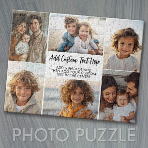 6 foto-collage - modern minimaal raster met script legpuzzel
