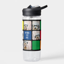 6 foto collage moderne kubus rood blauw groen geel waterfles