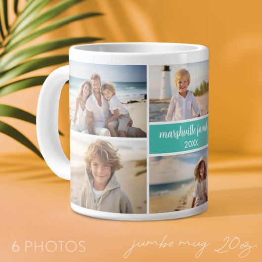 6 Foto Collage Naam Minimalistisch - Script Tekst Grote Koffiekop