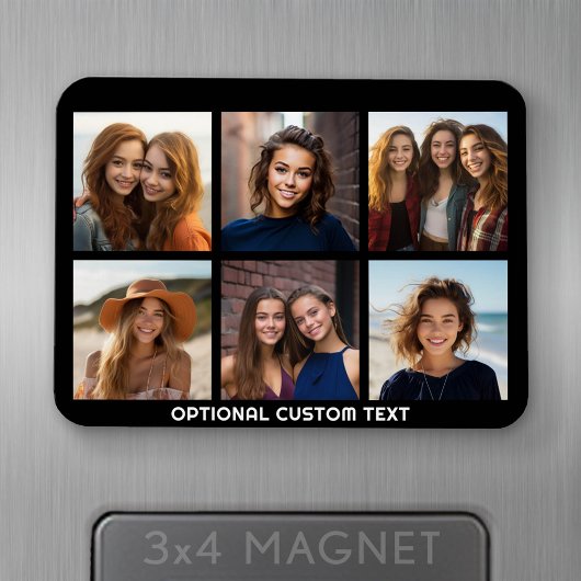 6 Foto Collage Optionele tekst -- CAN Bewerk Kleur Magneet
