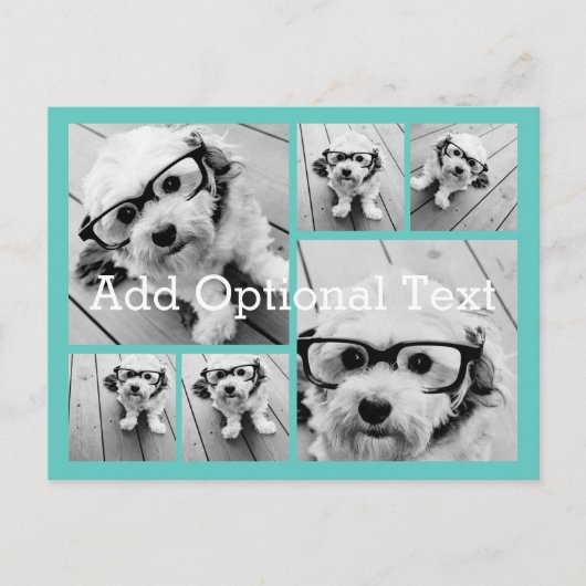 6 Foto Collage optionele tekst — KAN blauw bewerke Briefkaart (Voorkant)