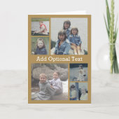 6 Foto Collage Optionele tekst — KAN goud bewerken Kaart (Voorkant)
