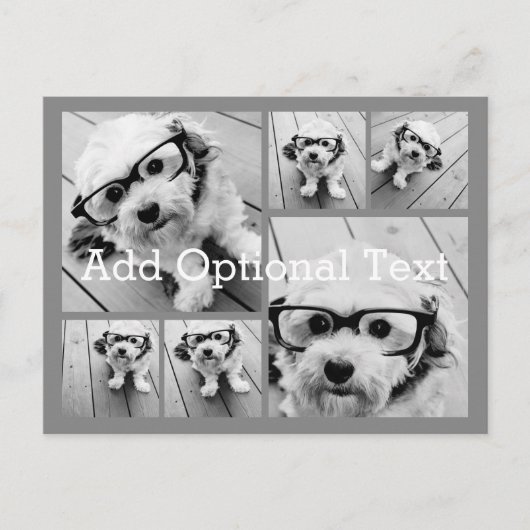 6 Foto Collage optionele tekst — KAN Grijs bewerke Briefkaart (Voorkant)