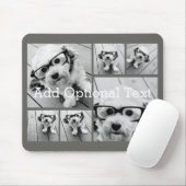 6 Foto Collage optionele tekst — KAN Grijs bewerke Muismat (Met muis)