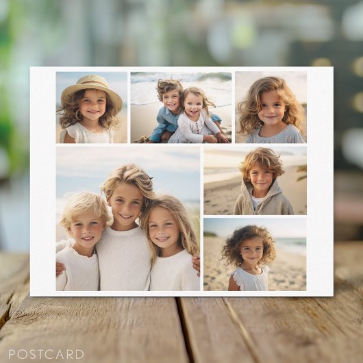 6 Foto Collage optionele tekst — KAN Kleur bewerke Briefkaart