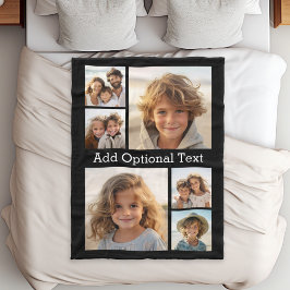 6 Foto Collage optionele tekst — KAN Kleur bewerke Fleece Deken