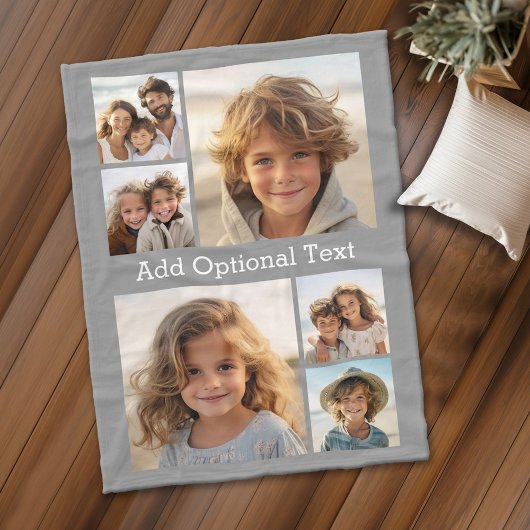 6 Foto Collage optionele tekst — KAN Kleur bewerke Fleece Deken