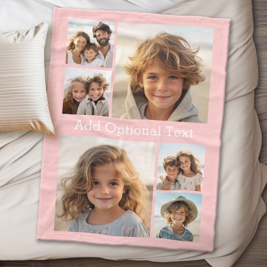 6 Foto Collage optionele tekst — KAN Kleur bewerke Fleece Deken