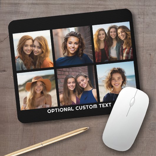 6 Foto Collage optionele tekst — KAN Kleur bewerke Muismat