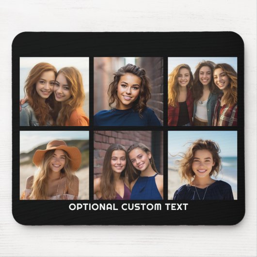 6 Foto Collage optionele tekst — KAN Kleur bewerke Muismat (Voorkant)