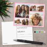 6 Foto Collage optionele tekst — KAN Roze bewerken Briefkaart<br><div class="desc">Voeg je favoriete foto's toe aan deze leuke sjabloon. U kunt vierkante foto's of om het even welke foto's voor dit net gebruiken.</div>