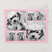 6 Foto Collage optionele tekst — KAN Roze bewerken Briefkaart (Voorkant)