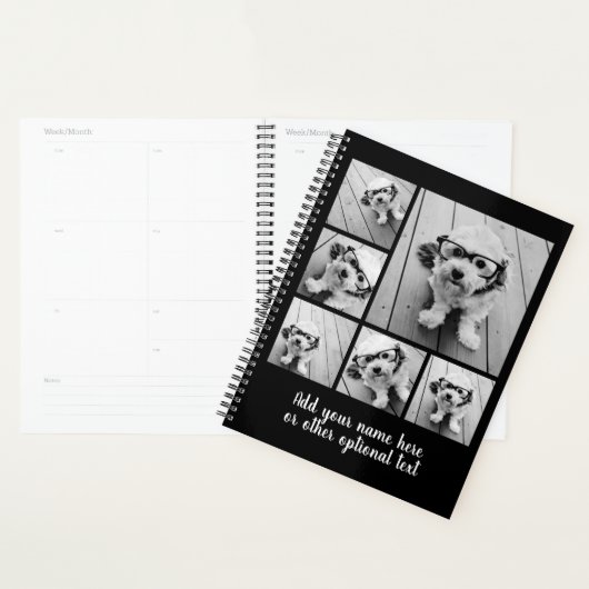 6 Foto Collage optionele tekst — Kan zwart bewerke Planner (Display)