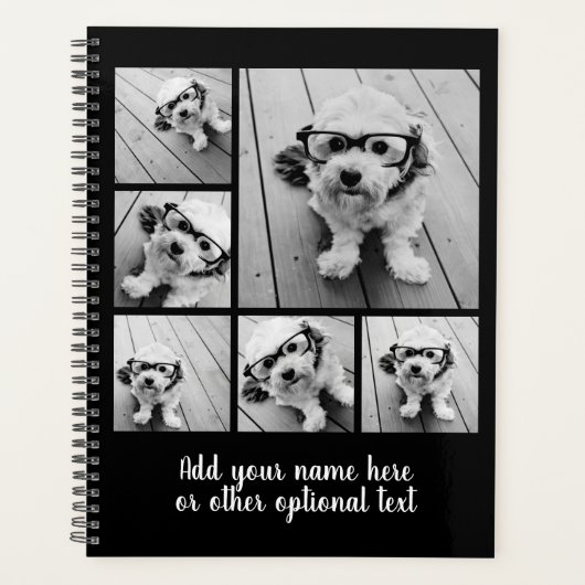 6 Foto Collage optionele tekst — Kan zwart bewerke Planner (Voorkant)