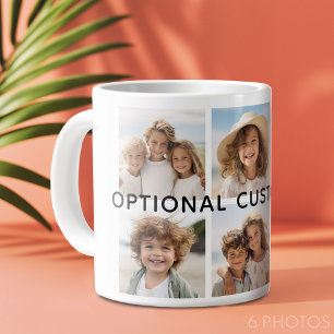 6 Foto Collage Optionele tekst -- Kleur aanpasbaar Grote Koffiekop