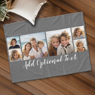 6 Foto Collage Optionele Tekst -- Kleur kan worden Fleece Deken