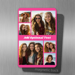 6 Foto Collage Optionele tekst -- Kleur kan worden Magneet