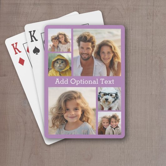 6 Foto Collage Optionele tekst — lavender Pokerkaarten