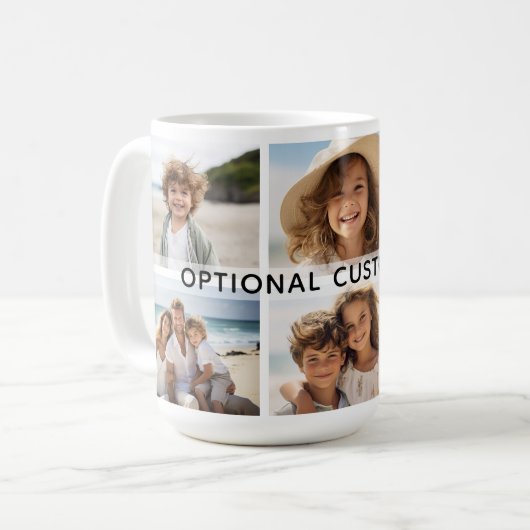 6 Foto Collage Optionele Tekst -- Modern Minimaal Koffiemok (Voorkant links)