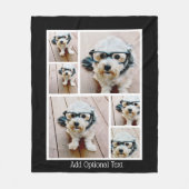 6 Foto Collage optionele tekst — zwarte achtergron Fleece Deken (Voorkant)